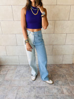 Black & Purple Cropped Essential Cut