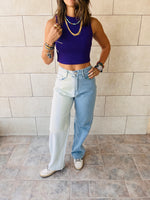 Black & Purple Cropped Essential Cut