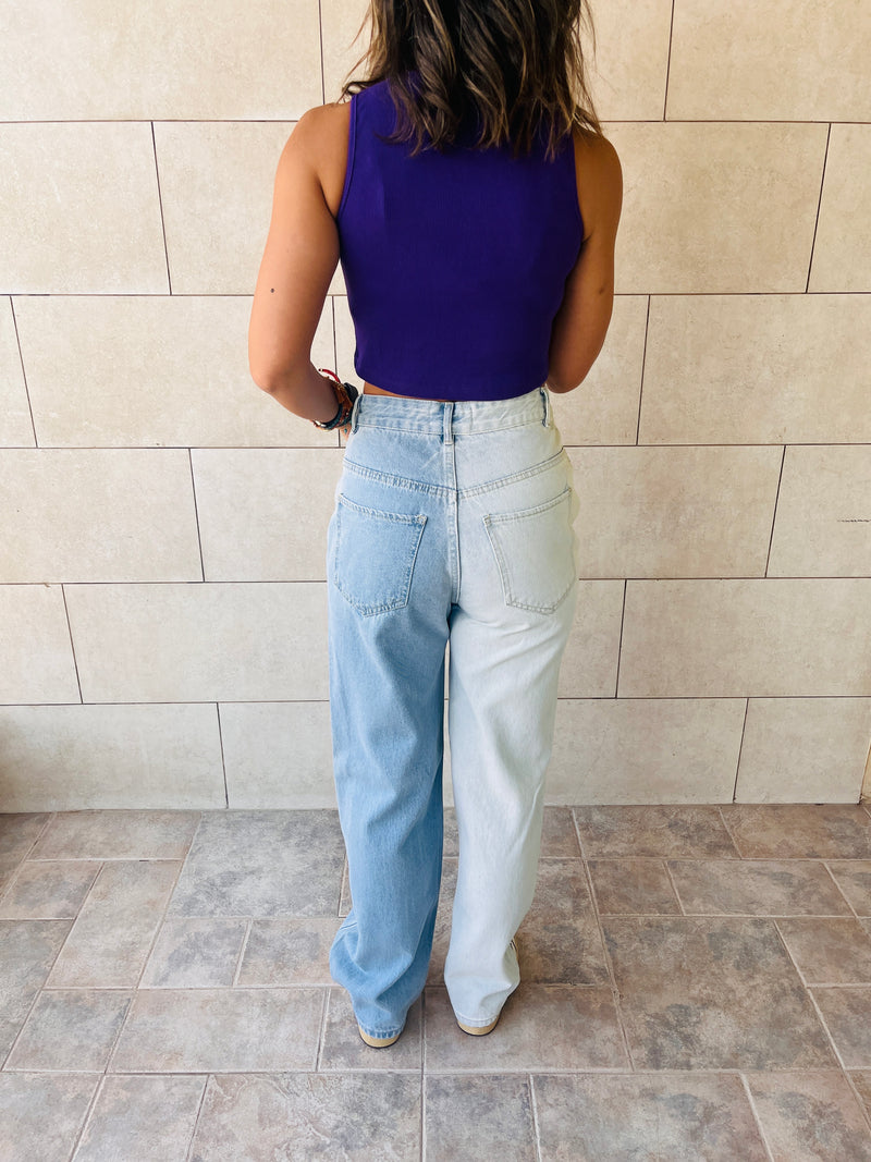 Black & Purple Cropped Essential Cut