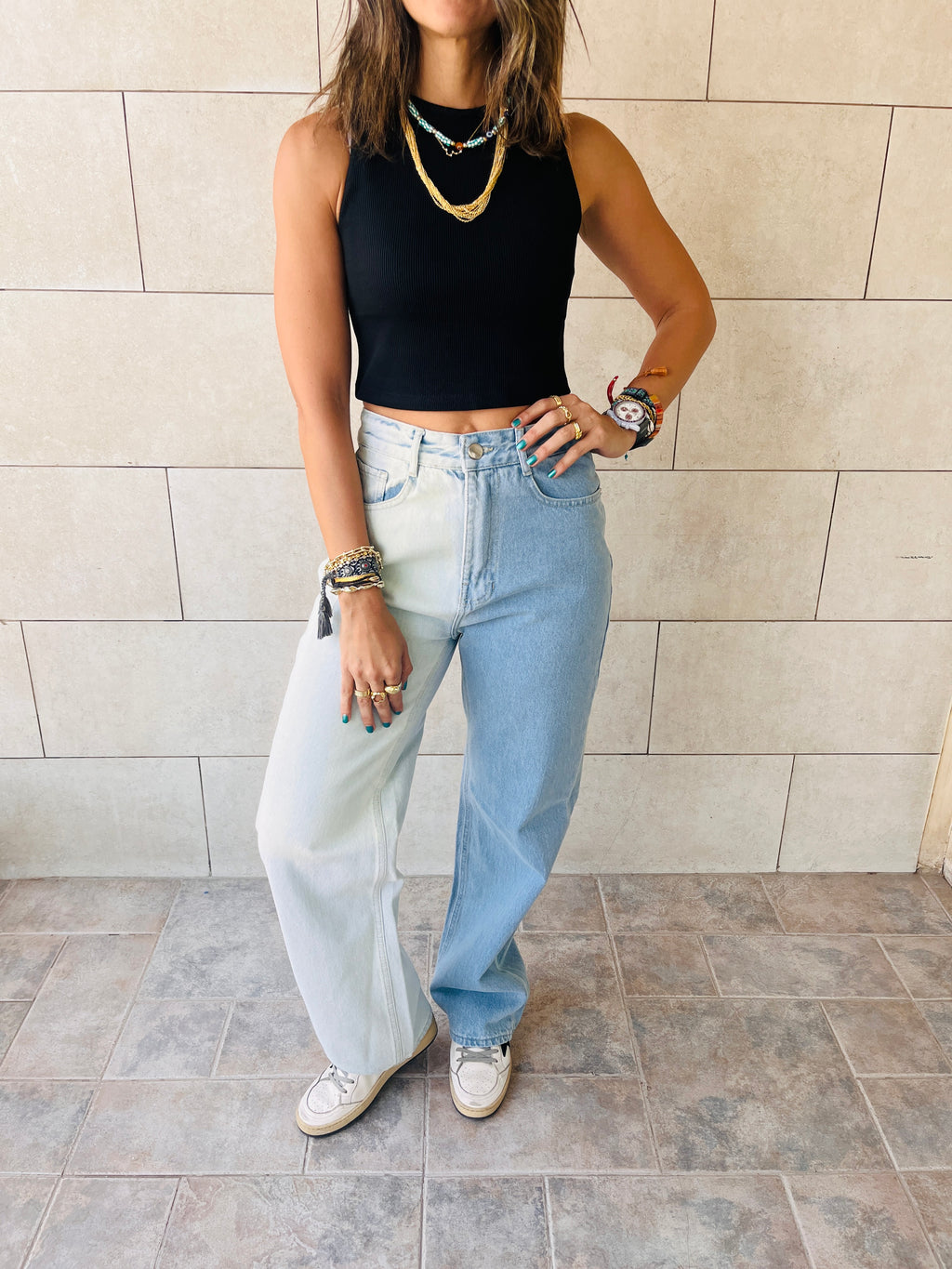 Black & Purple Cropped Essential Cut