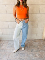 Grey & White & Orange Cropped Essential Cut