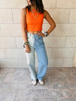 Grey & White & Orange Cropped Essential Cut