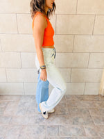 Grey & White & Orange Cropped Essential Cut