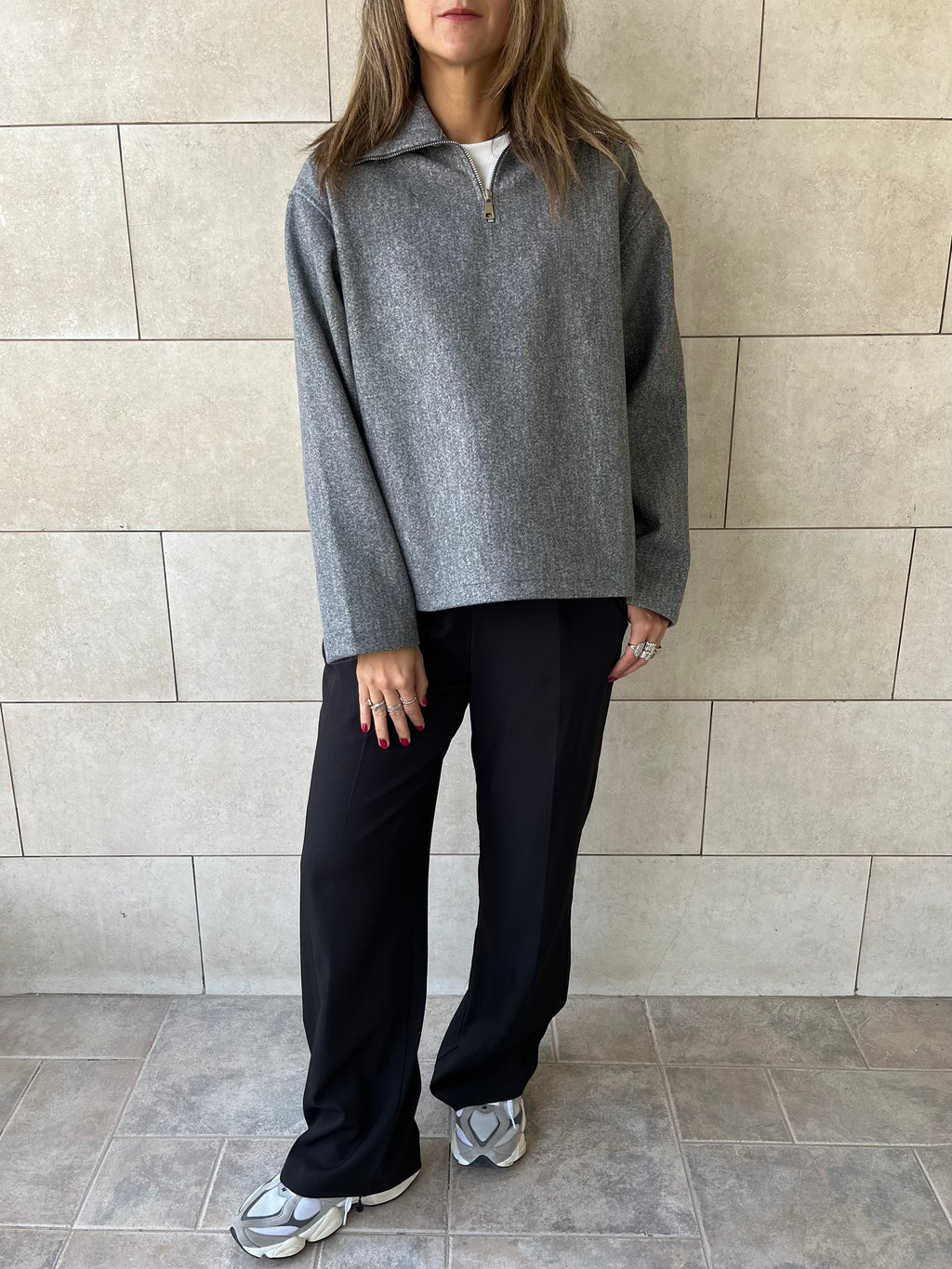 Grey Everyday Zip Up Sweater