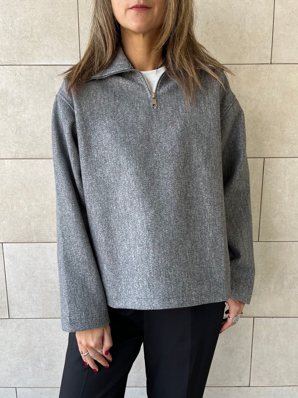 Grey Everyday Zip Up Sweater