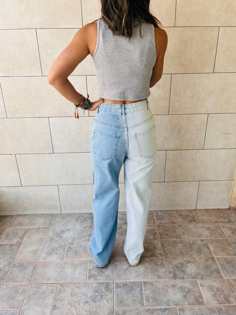 Grey & White & Orange Cropped Essential Cut