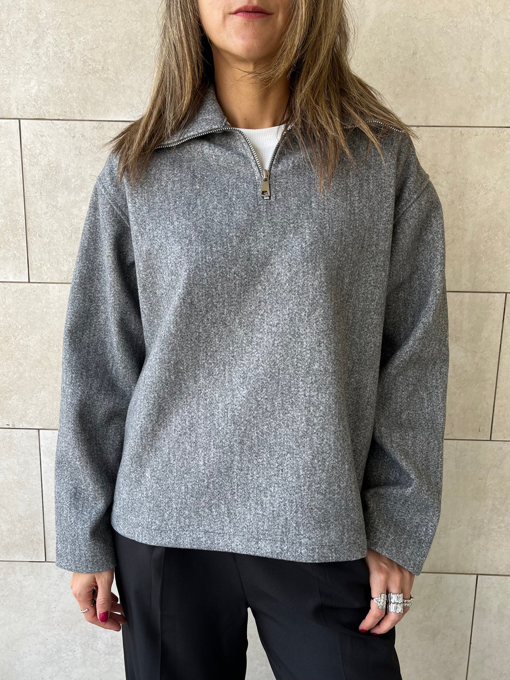 Grey Everyday Zip Up Sweater