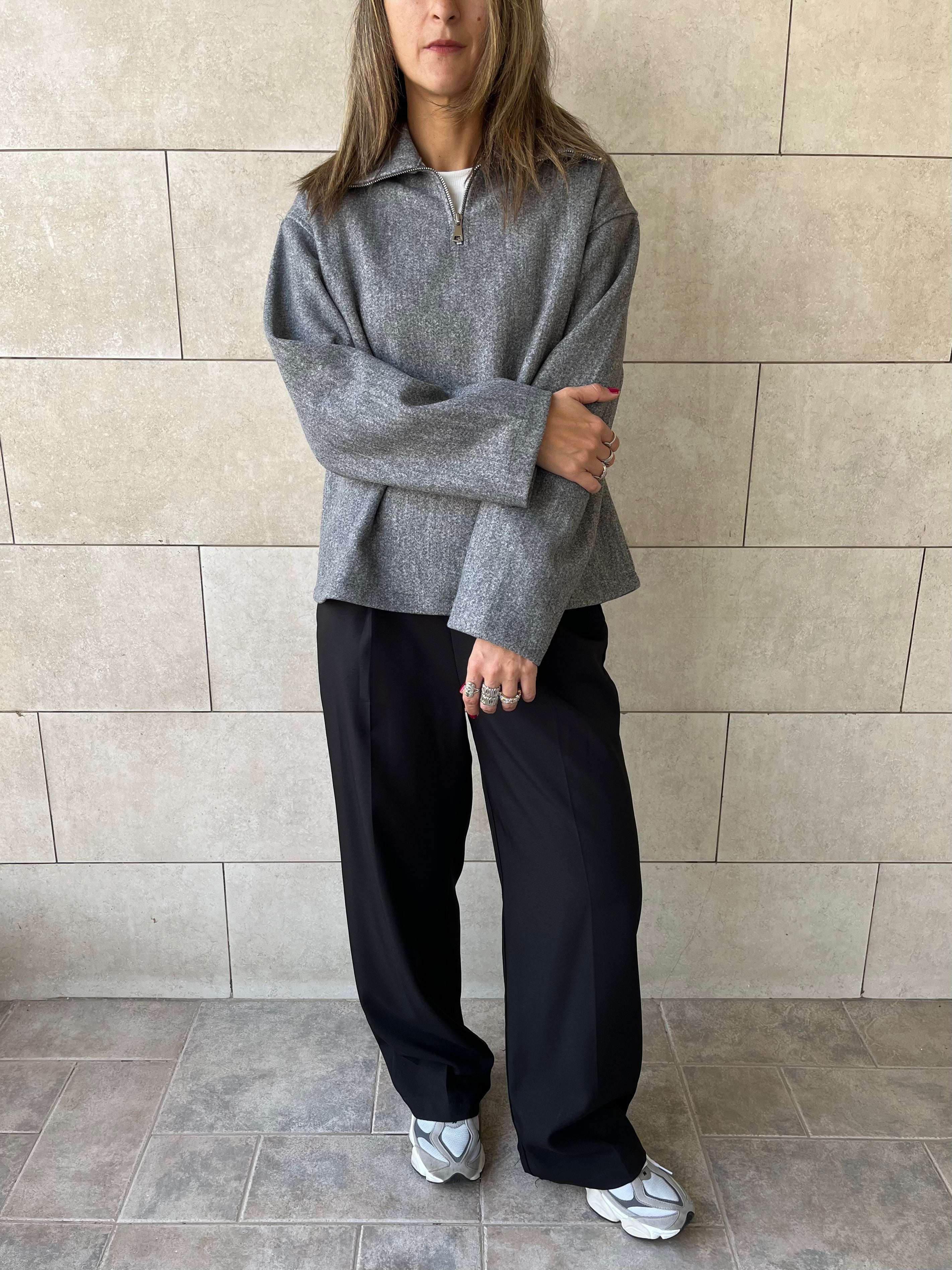 Grey Everyday Zip Up Sweater