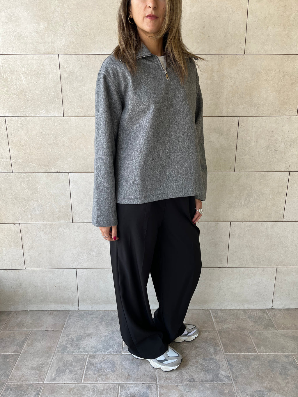 Grey Everyday Zip Up Sweater