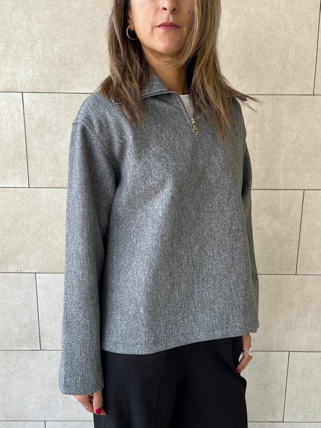 Grey Everyday Zip Up Sweater