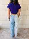 Black & Purple Cropped Essential Tee