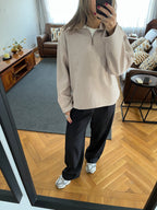 Beige Everyday Zip Up Sweater