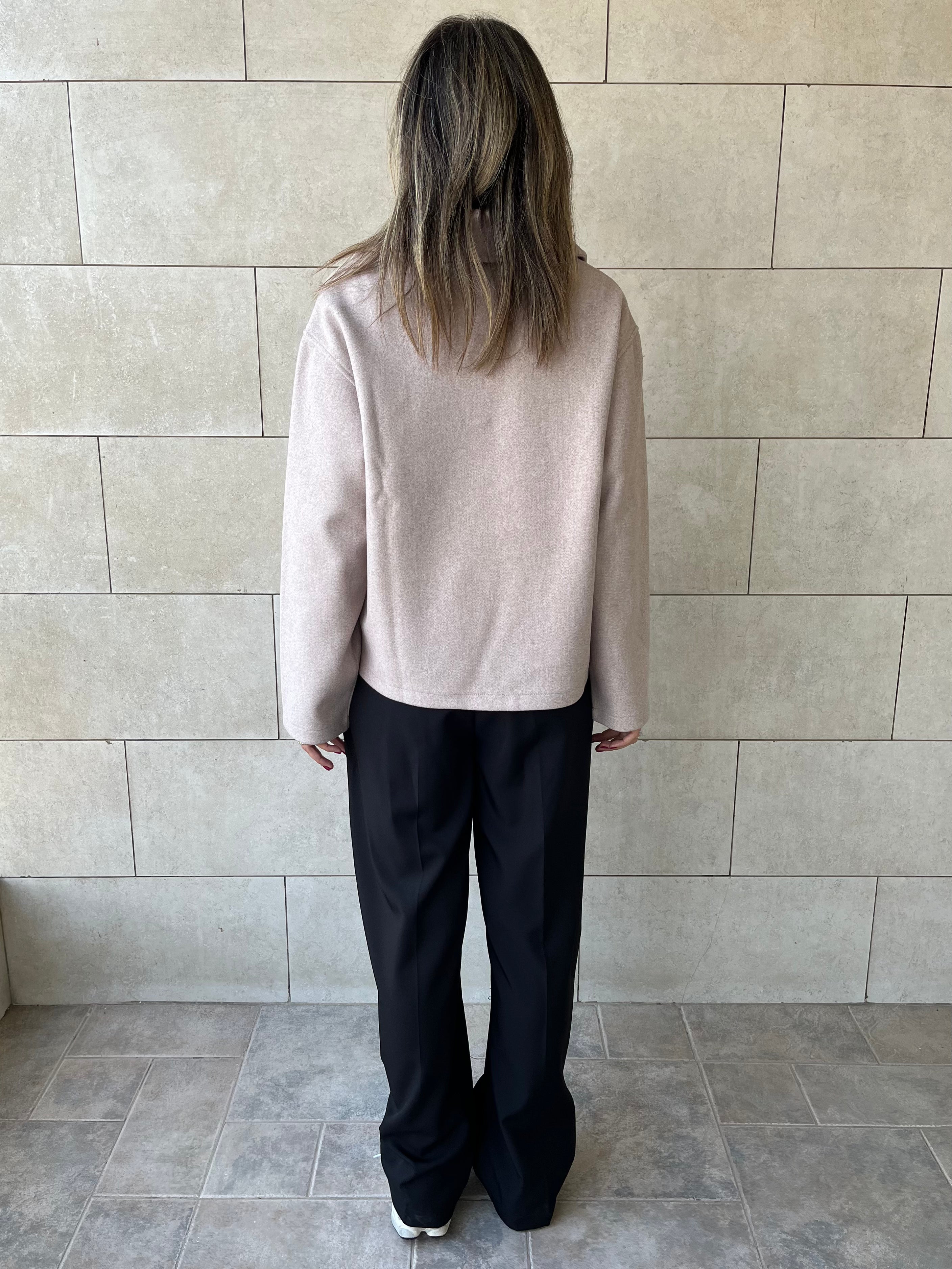 Beige Everyday Zip Up Sweater