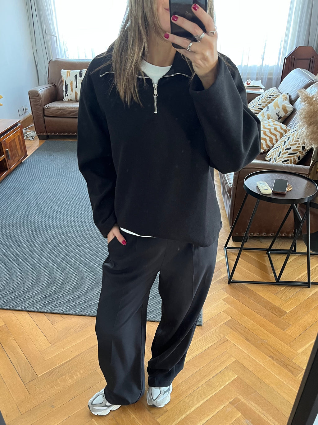 Black Everyday Zip Up Sweater