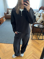 Black Everyday Zip Up Sweater