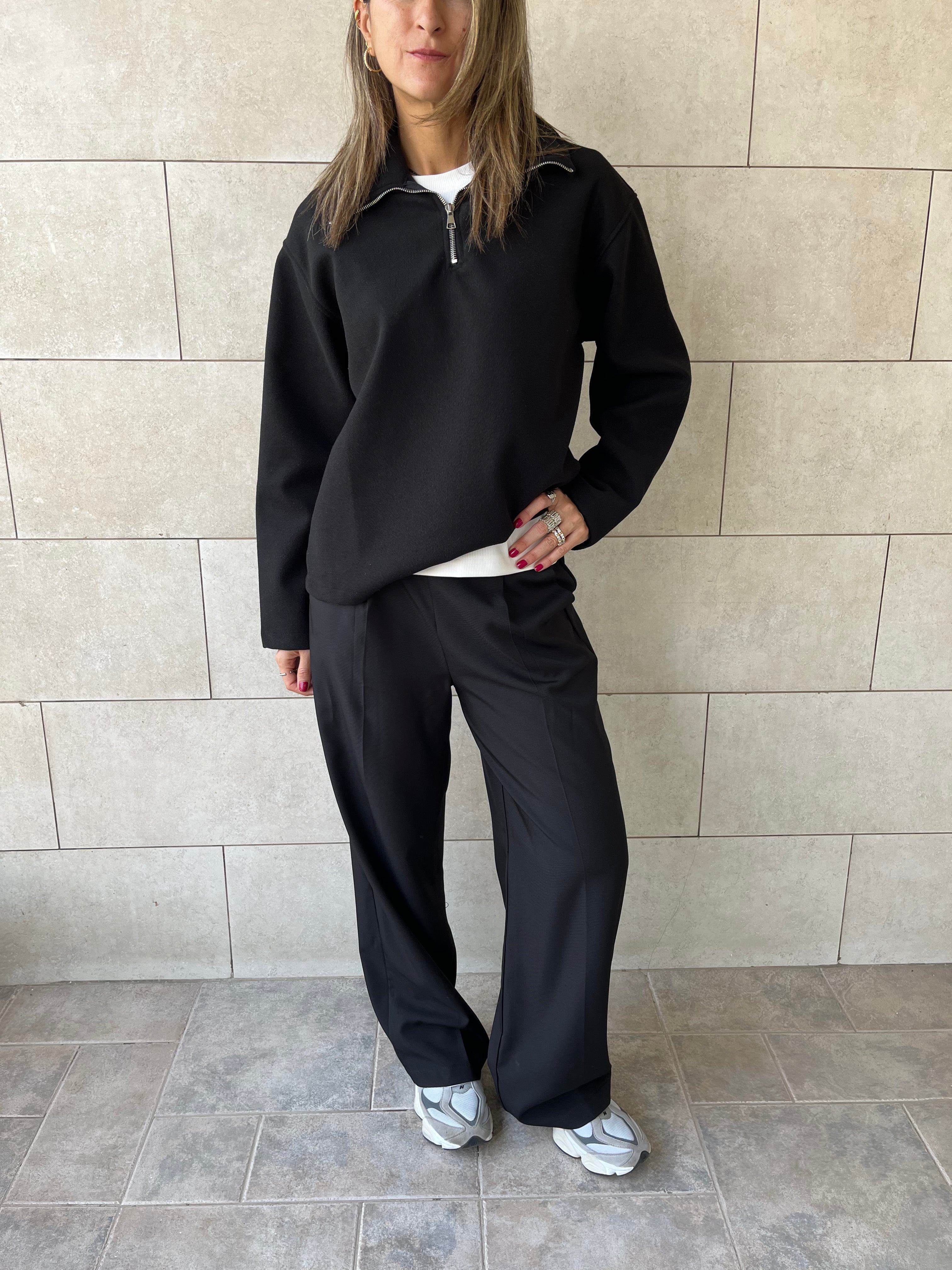 Black Everyday Zip Up Sweater