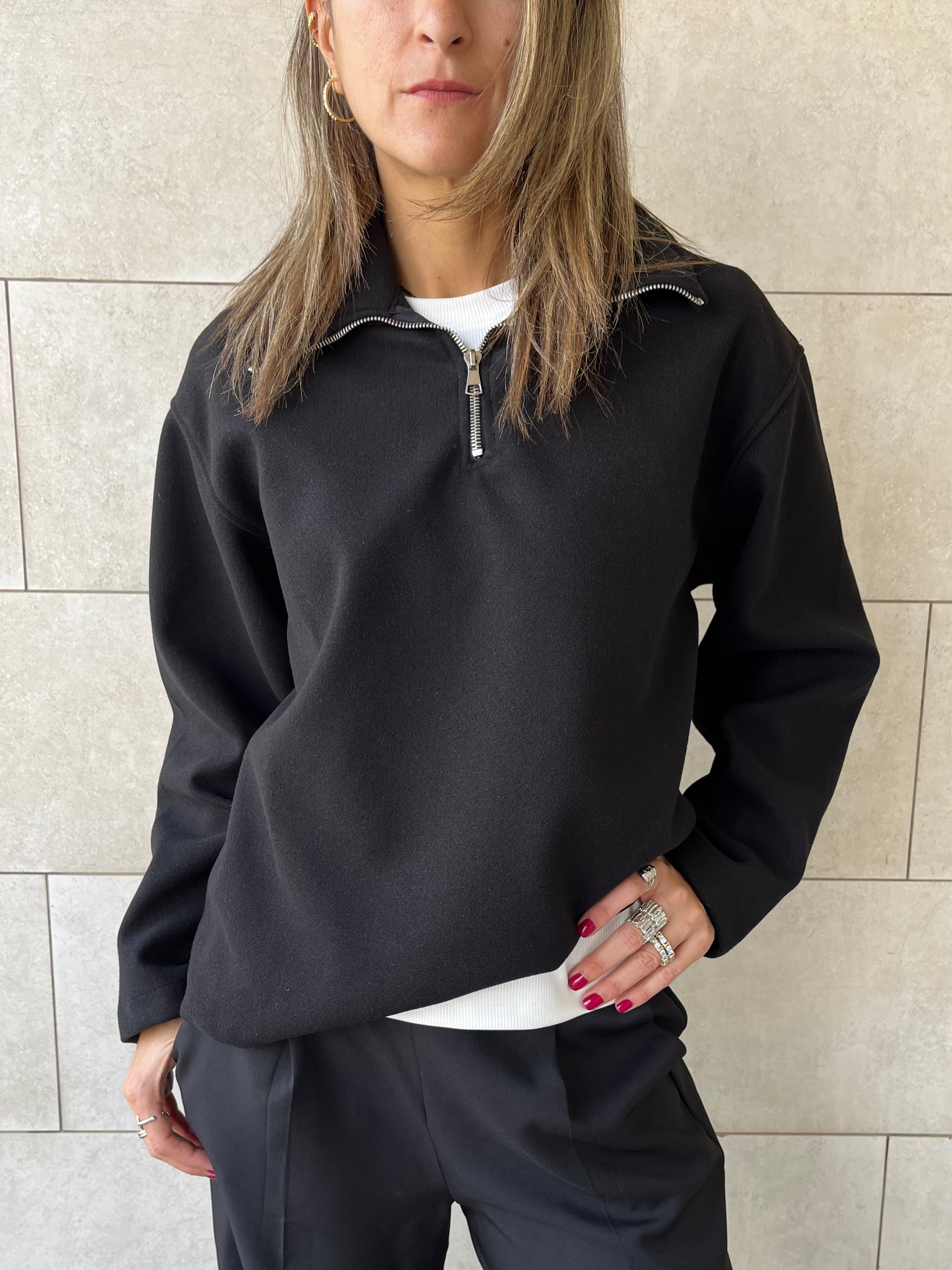 Black Everyday Zip Up Sweater
