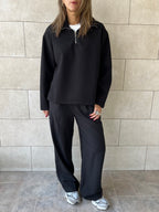 Black Everyday Zip Up Sweater
