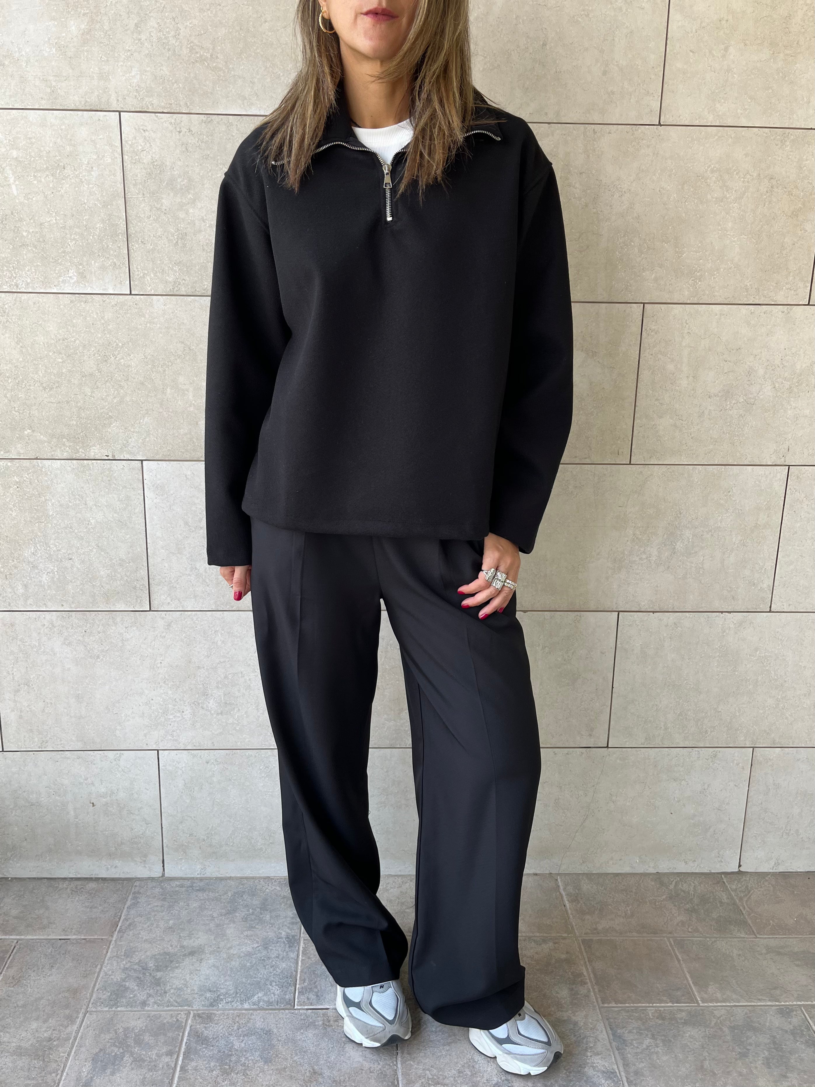 Black Everyday Zip Up Sweater