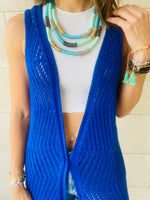 Blue Crochet Longline Vest