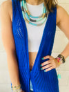 Blue Crochet Longline Vest