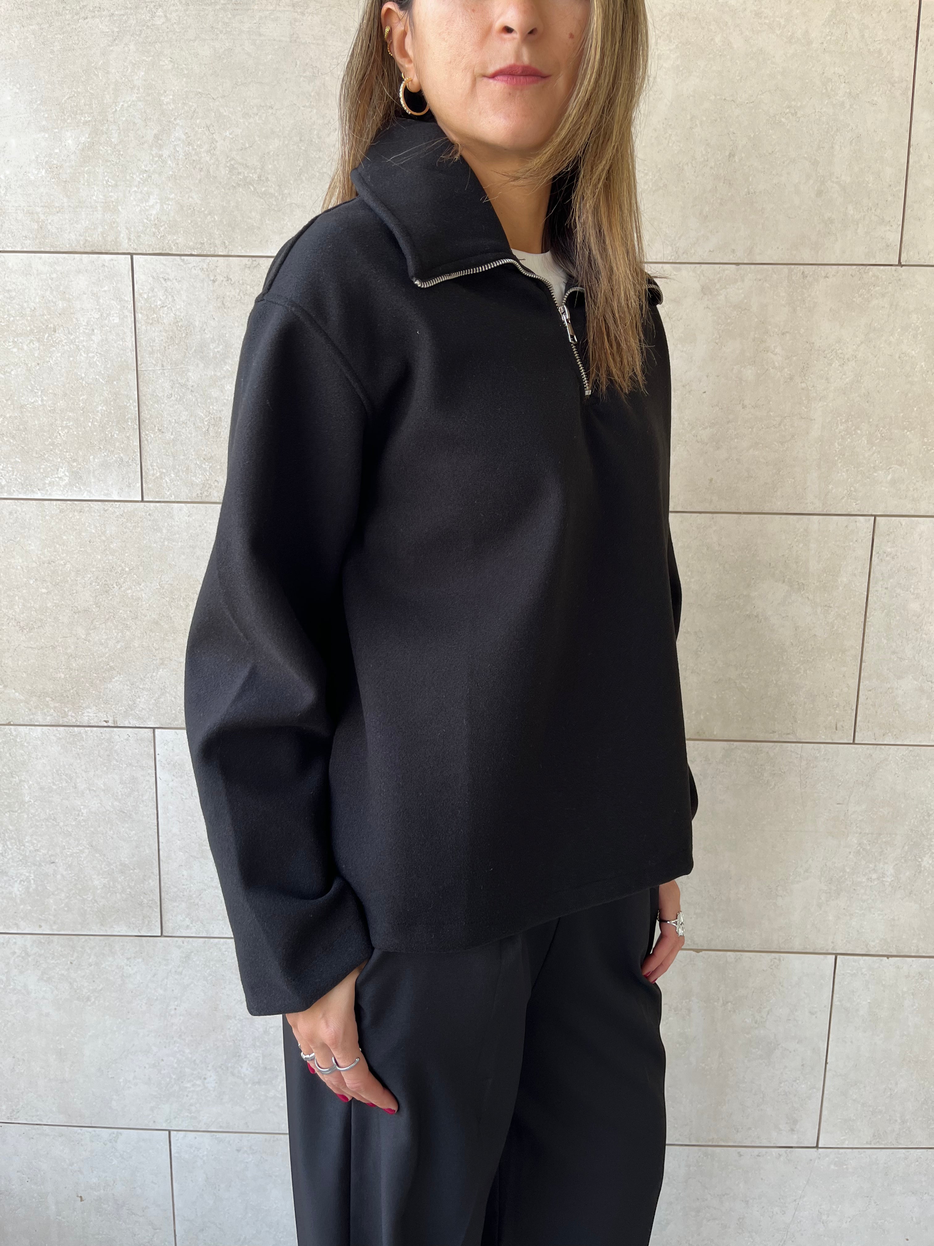 Black Everyday Zip Up Sweater