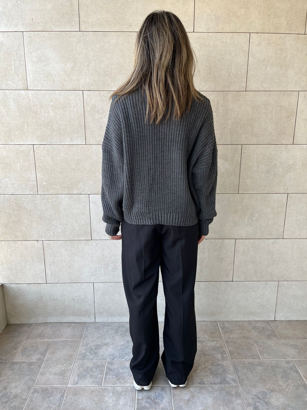 Grey Quarter Zip Up Knit