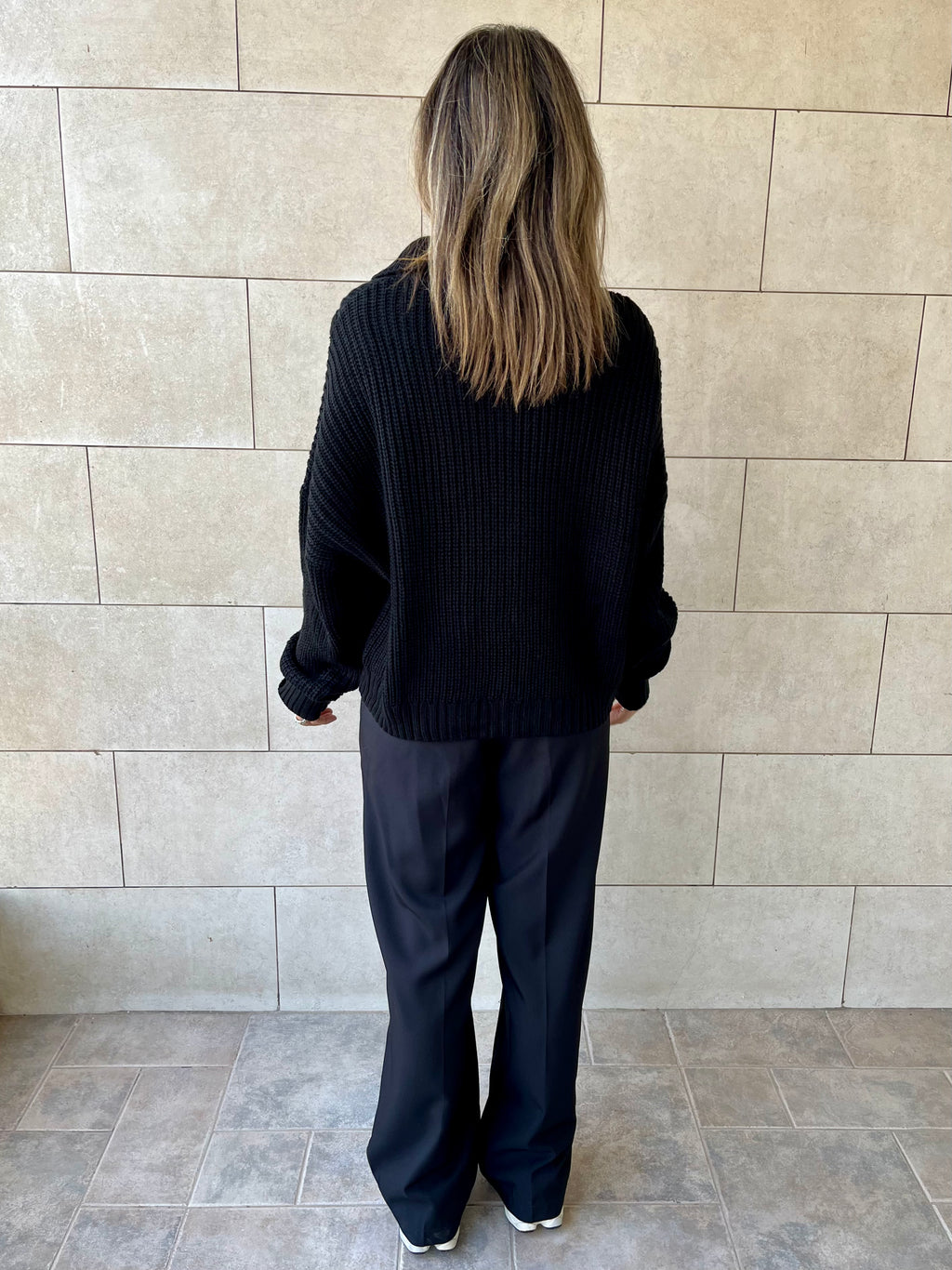 Black Quarter Zip Up Knit