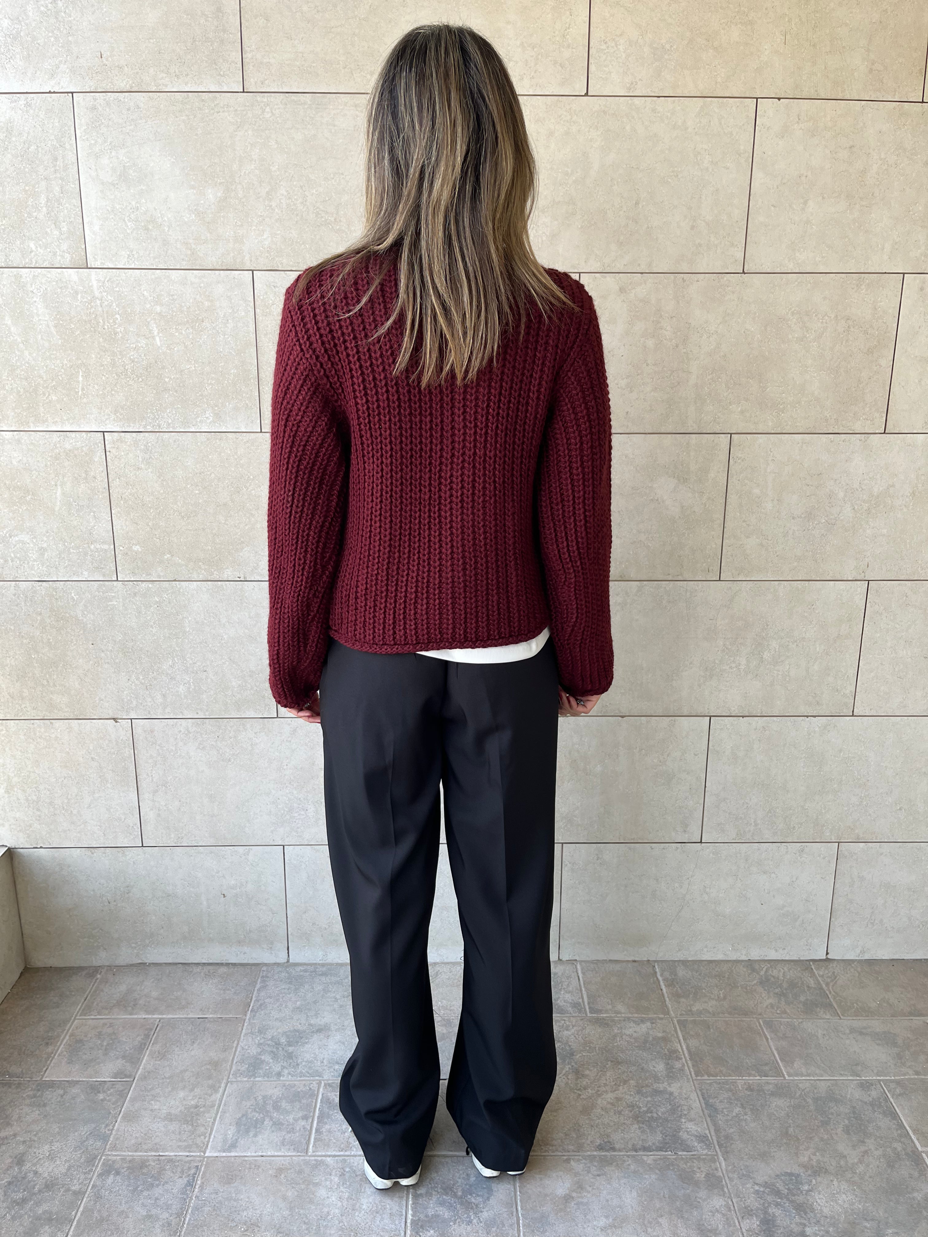 Burgundy Golden Button Cardigan