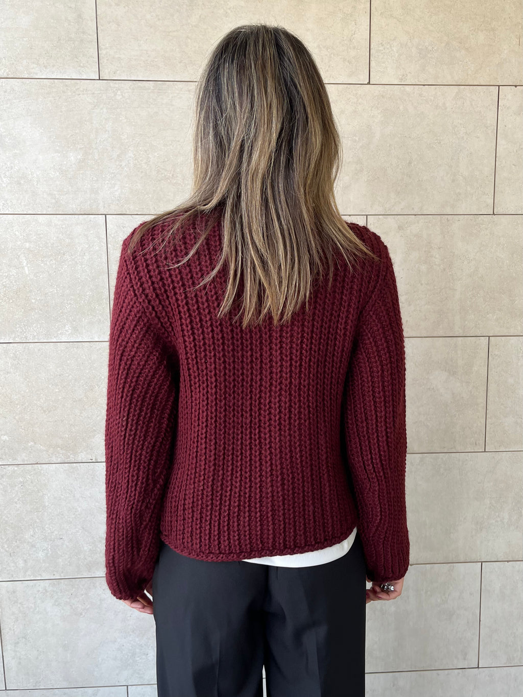 Burgundy Golden Button Cardigan