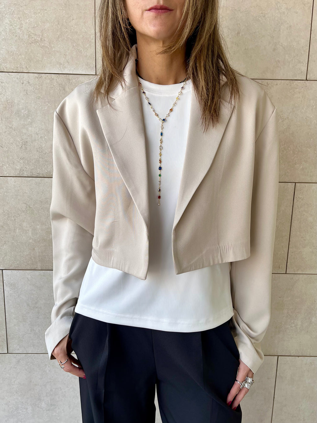 Ivory Cropped Blazer