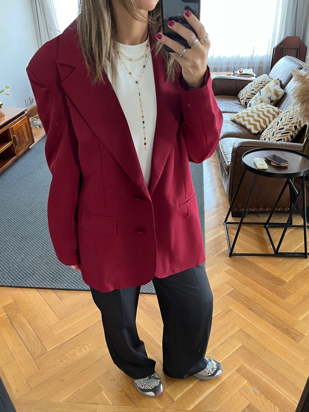 Burgundy Sophisticated Oversize Blazer
