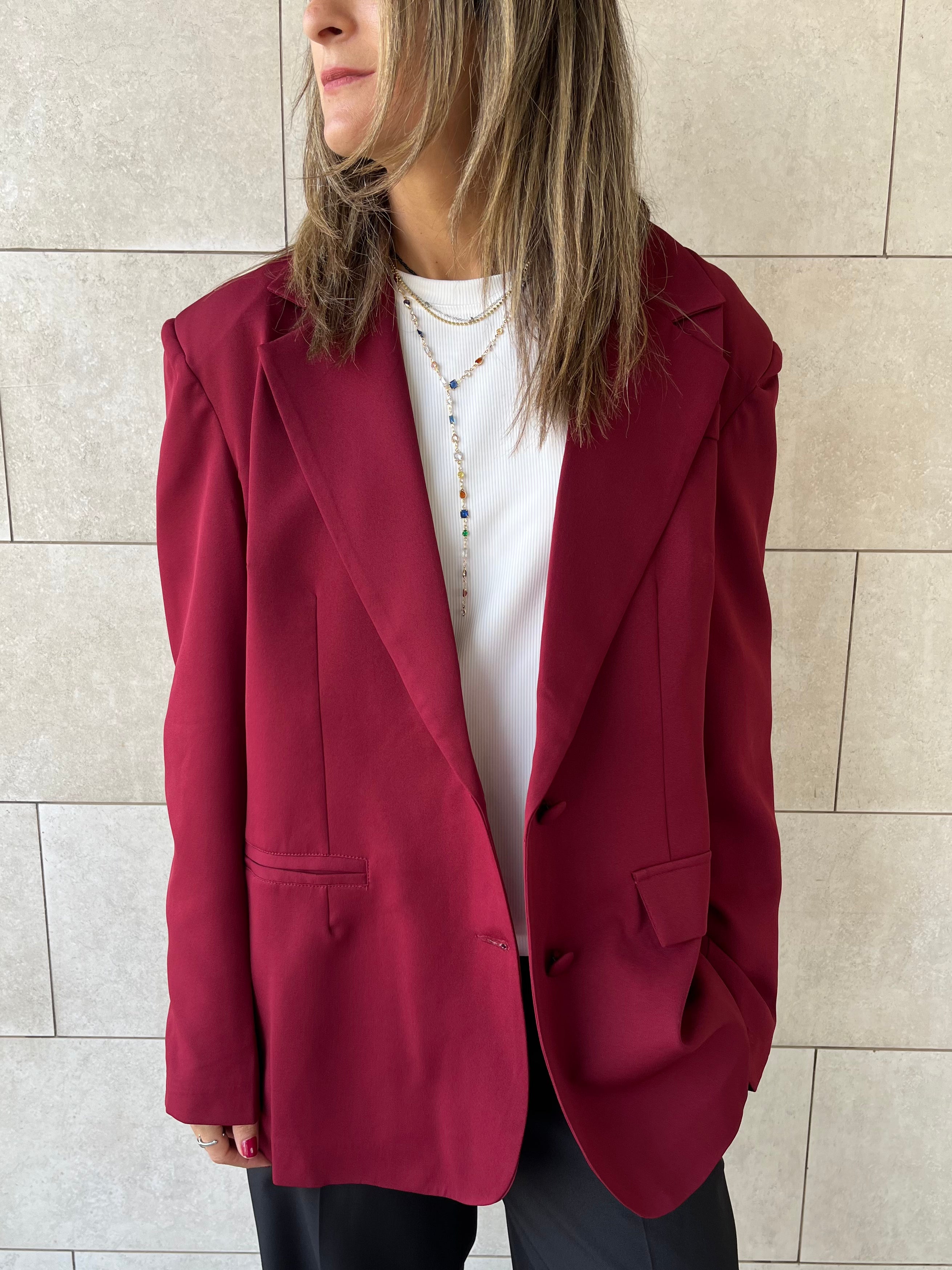 Burgundy Sophisticated Oversize Blazer