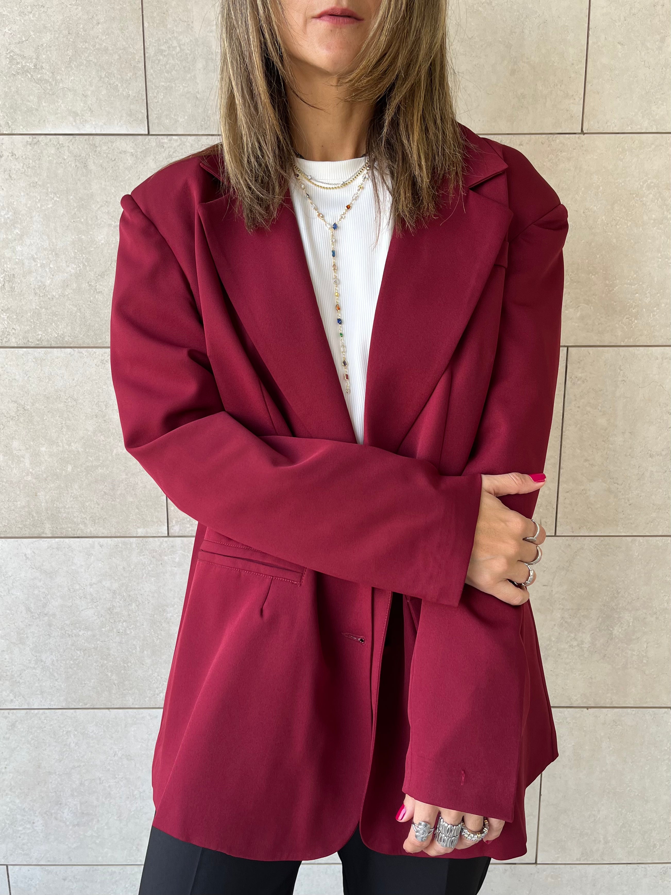 Burgundy Sophisticated Oversize Blazer