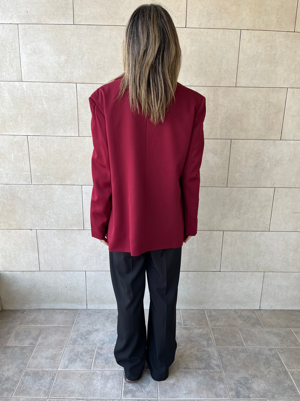 Burgundy Sophisticated Oversize Blazer