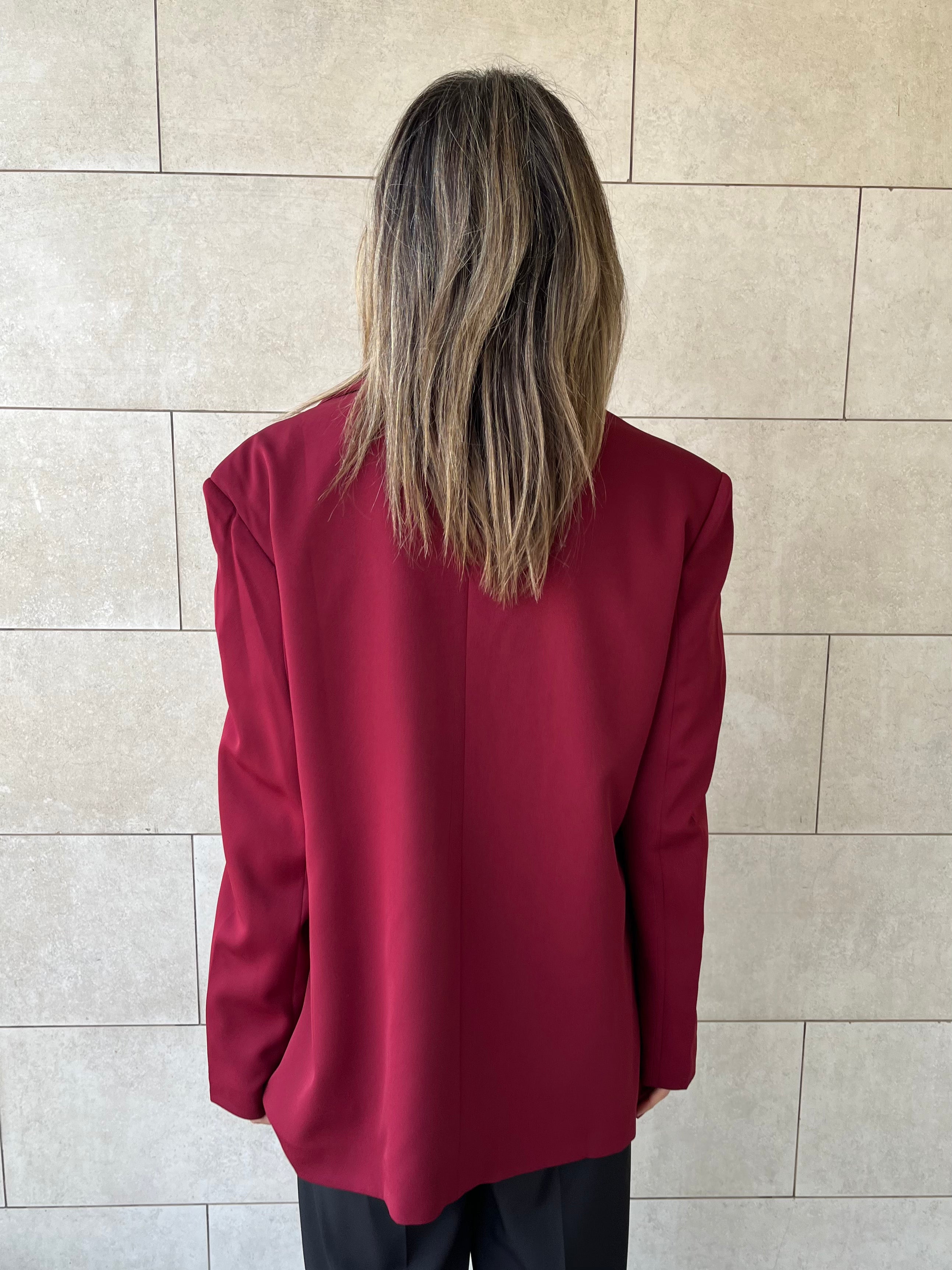 Burgundy Sophisticated Oversize Blazer