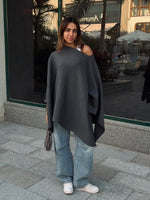 Grey Asymmetrical Poncho