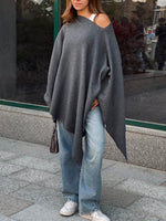 Grey Asymmetrical Poncho