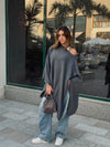 Grey Asymmetrical Poncho