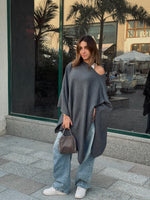 Grey Asymmetrical Poncho