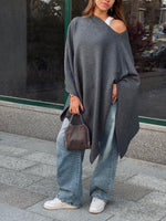 Grey Asymmetrical Poncho