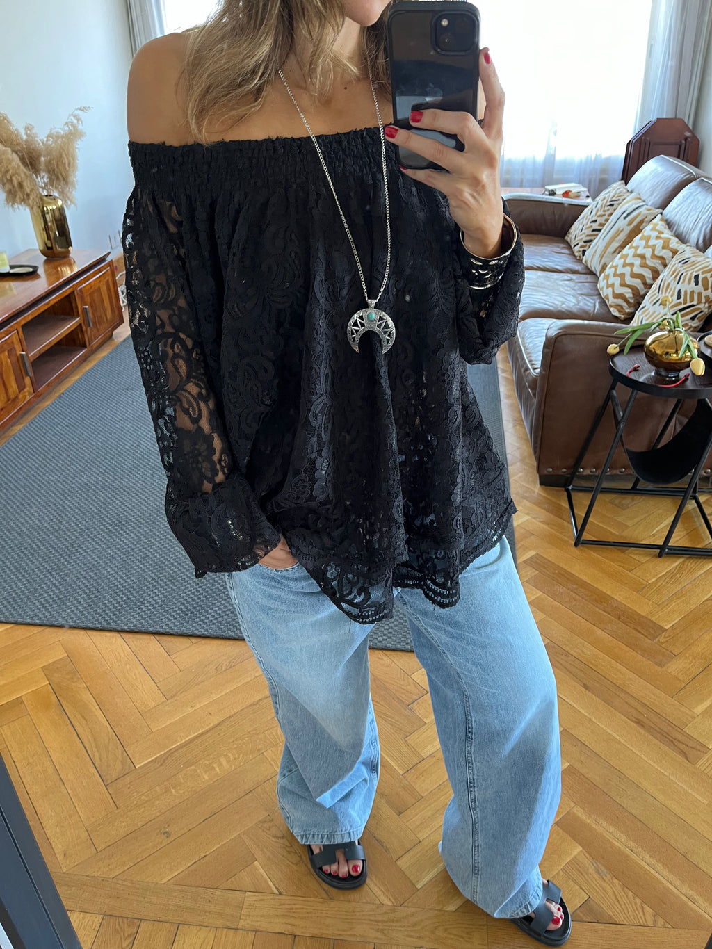 Black Off Shoulder Lace Dream Top