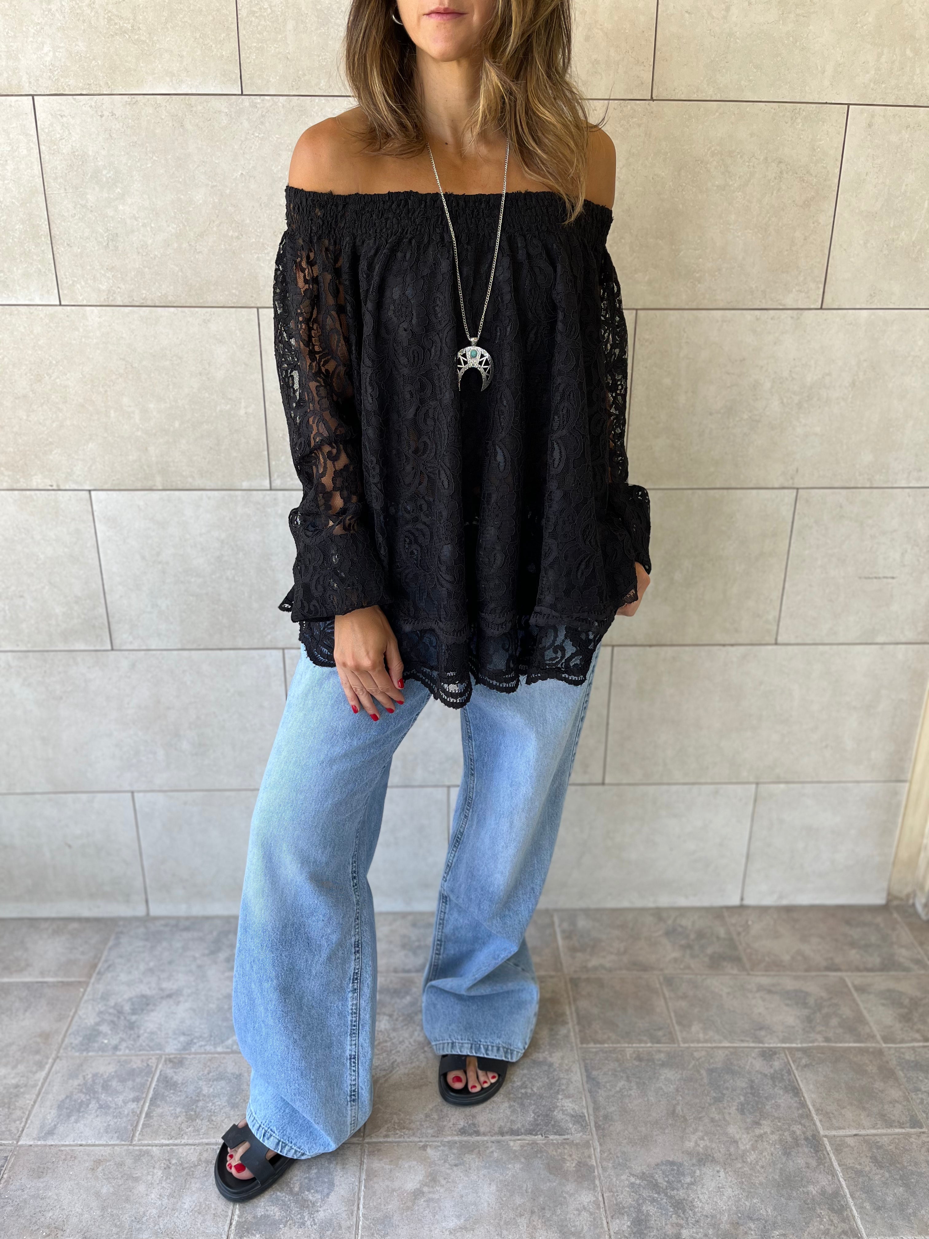 Black Off Shoulder Lace Dream Top