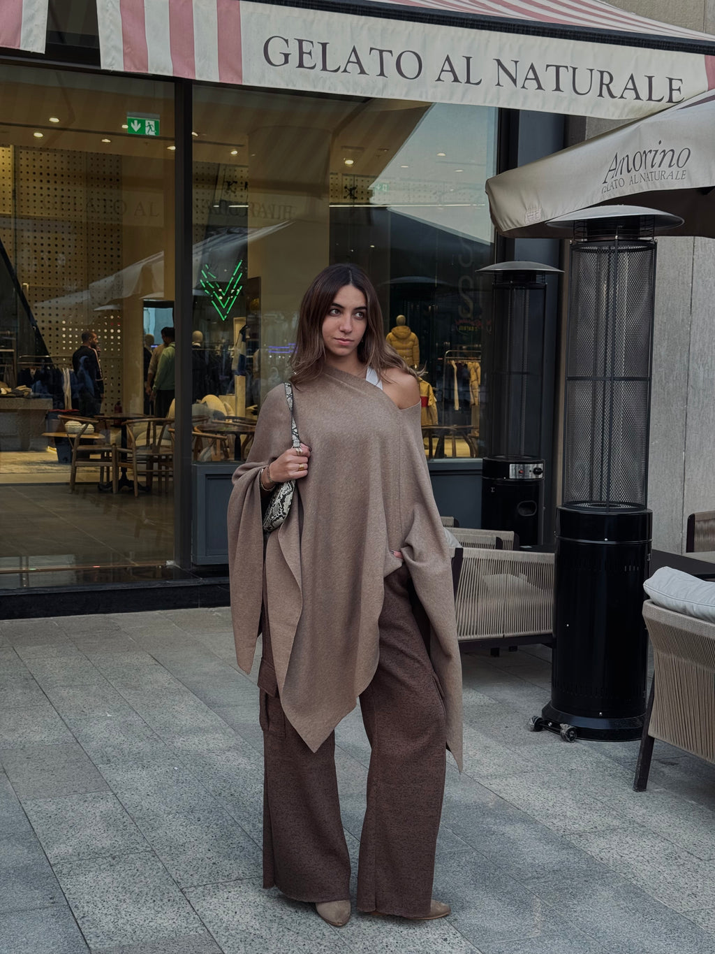Beige Asymmetrical Poncho