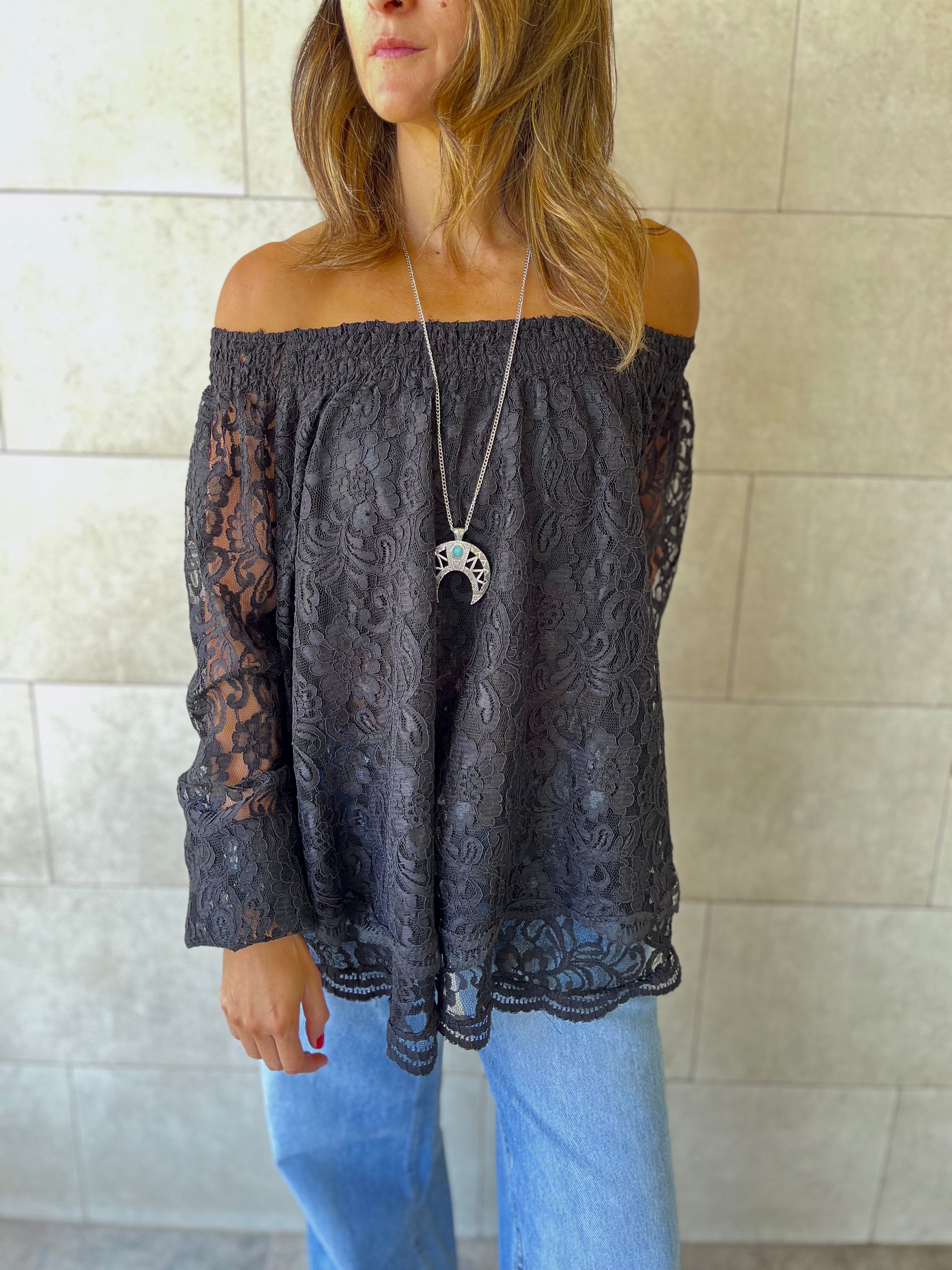 Black Off Shoulder Lace Dream Top