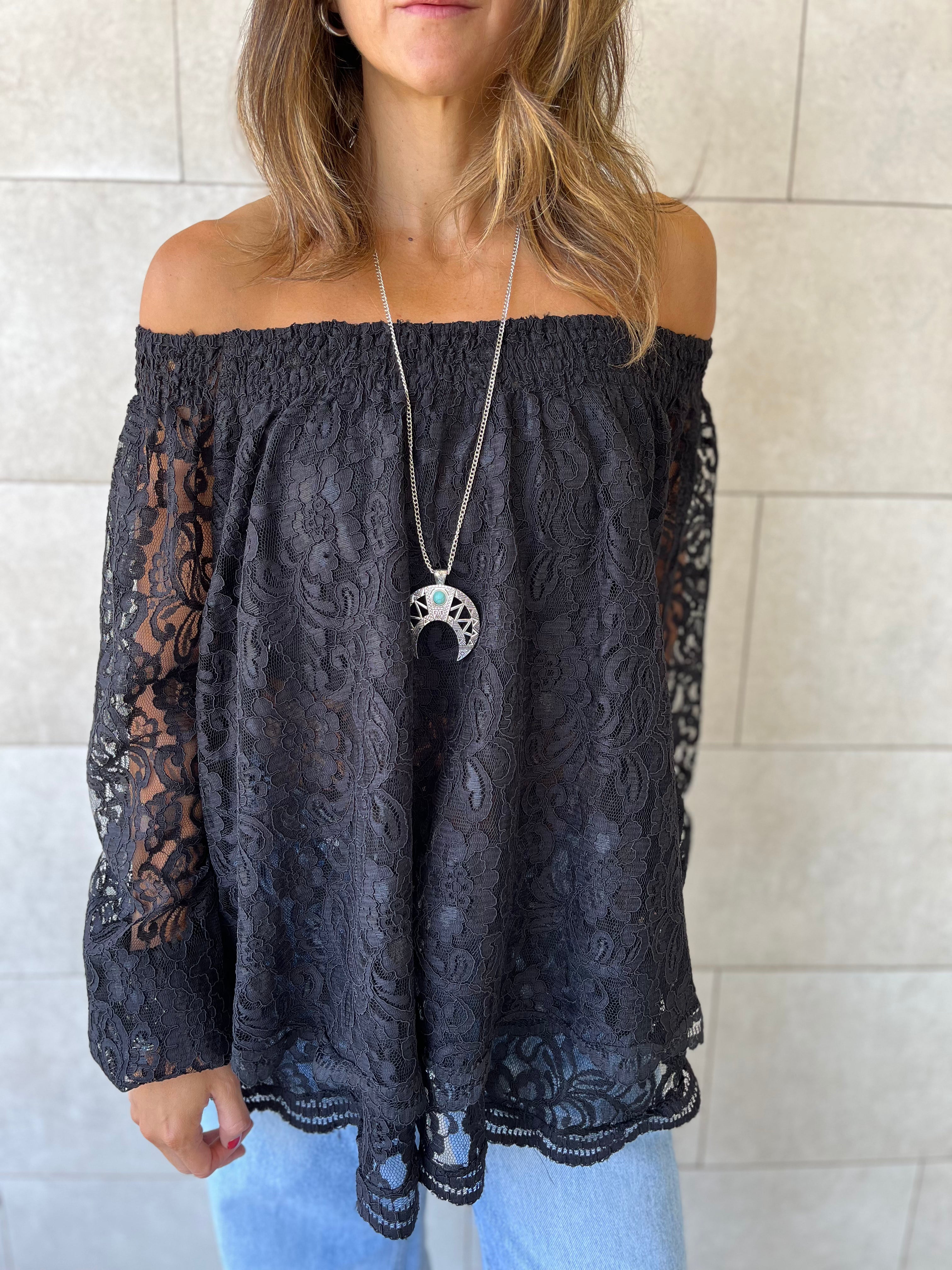 Black Off Shoulder Lace Dream Top
