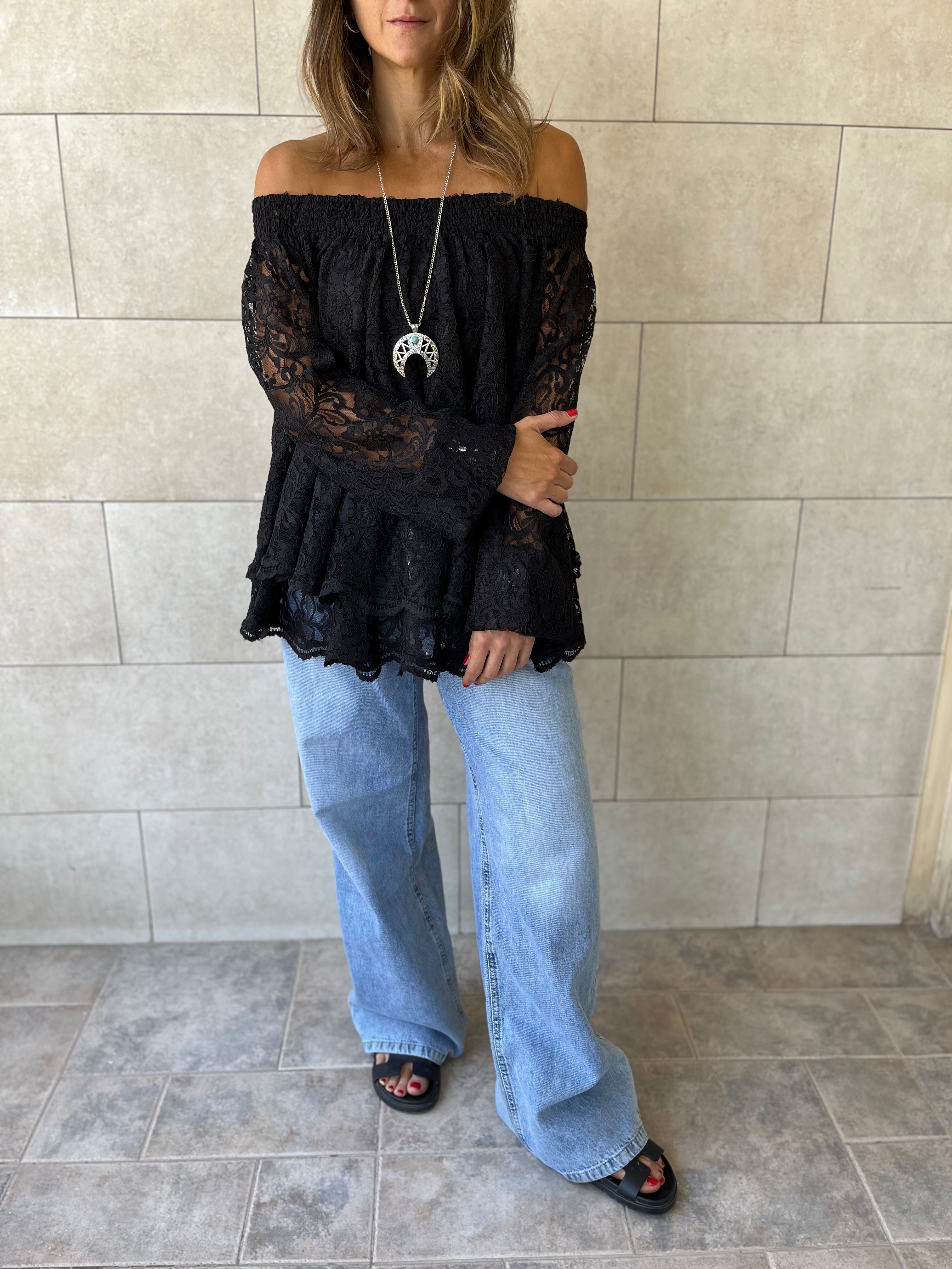 Black Off Shoulder Lace Dream Top