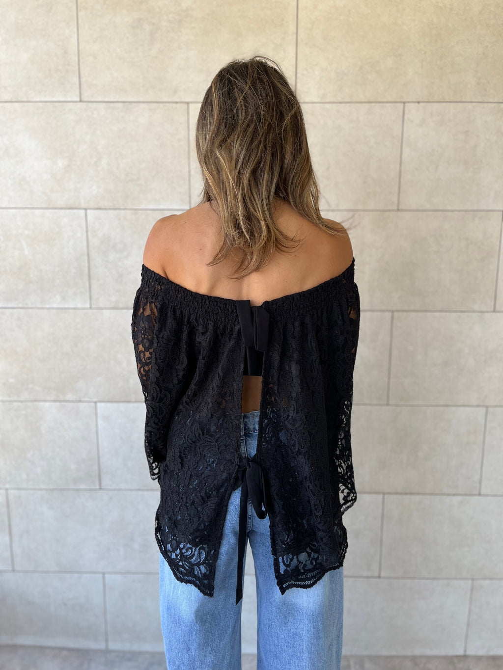 Black Off Shoulder Lace Dream Top