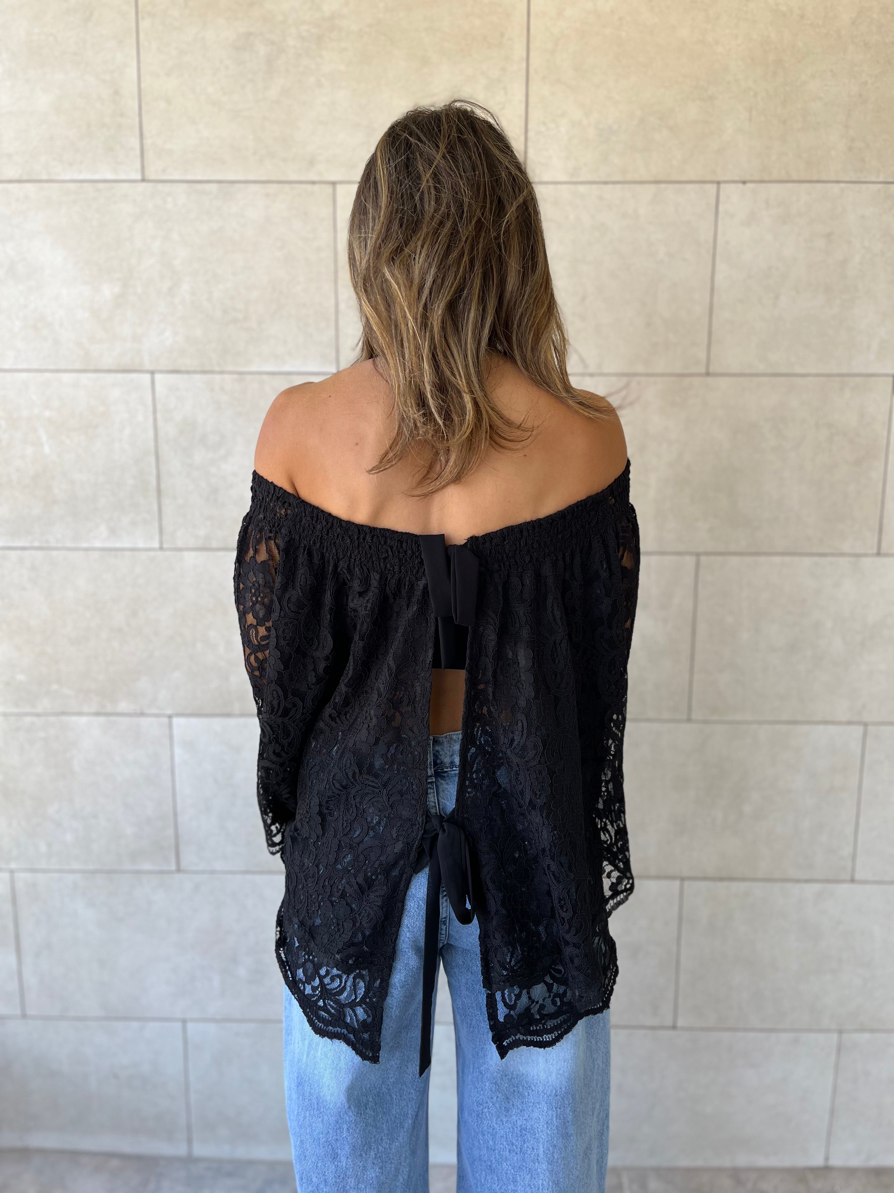 Black Off Shoulder Lace Dream Top