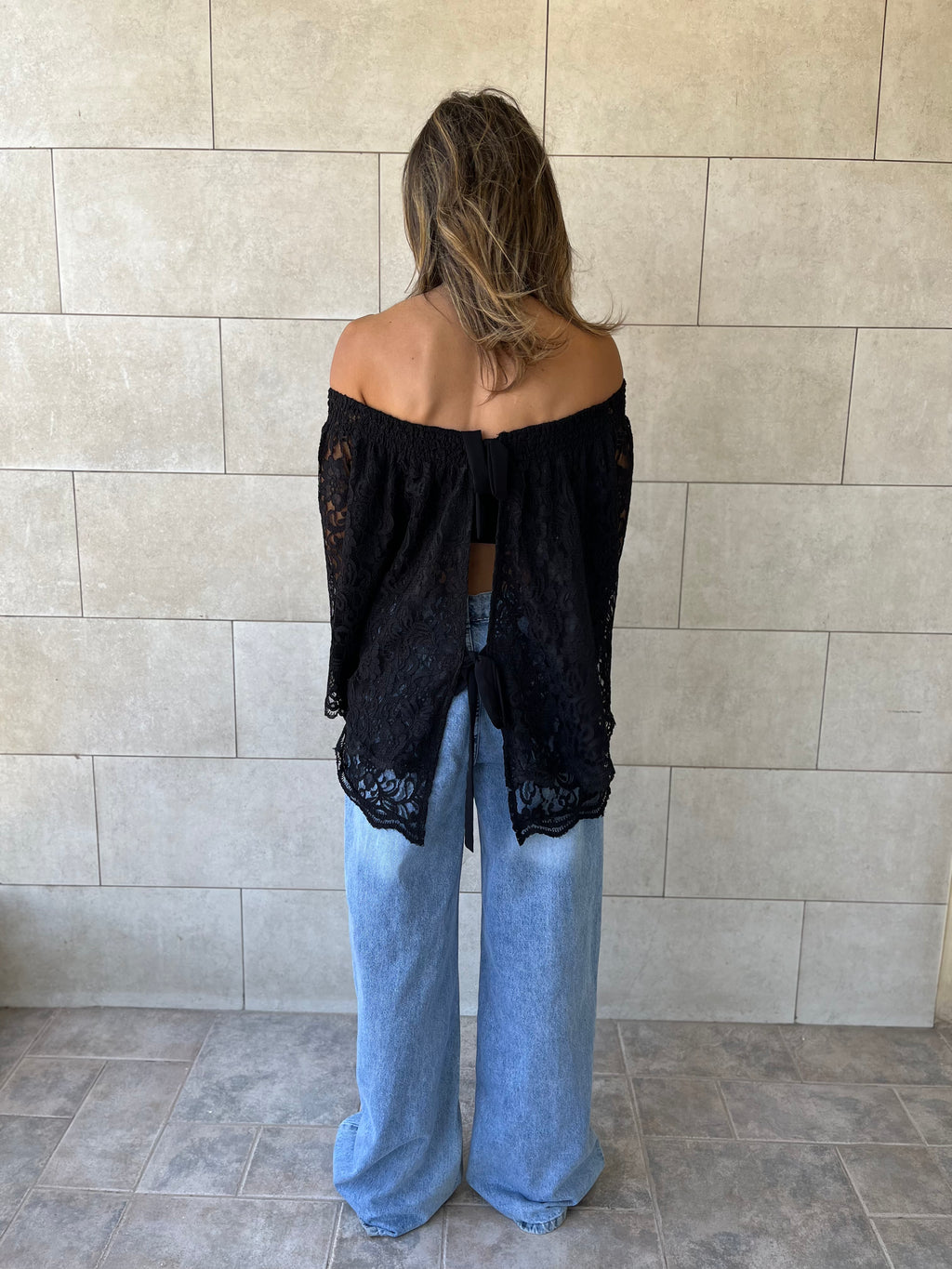 Black Off Shoulder Lace Dream Top